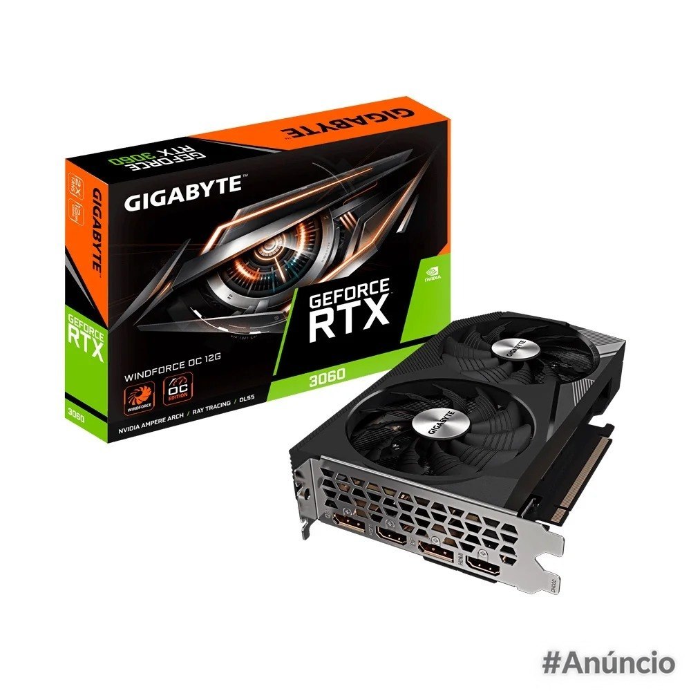 Placa de Vídeo Gigabyte Nvidia GeForce RTX 3060 Windforce OC 12GB