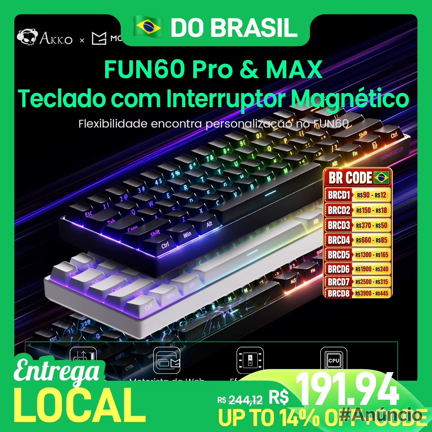 Teclado Magnético MonsGeek Akko Fun60