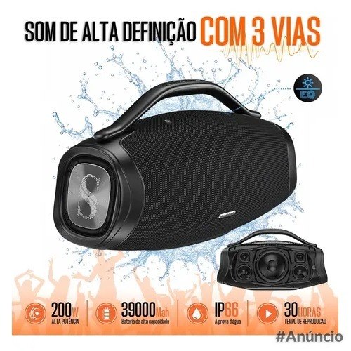 Caixa de Som Boombox Sabala DR909 200W Bluetooth 5.4