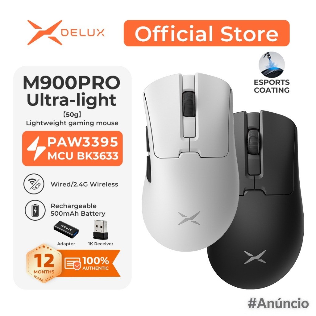 DELUX M900 Pro Ultra-Light Mouse Gamer Sem Fio 8K