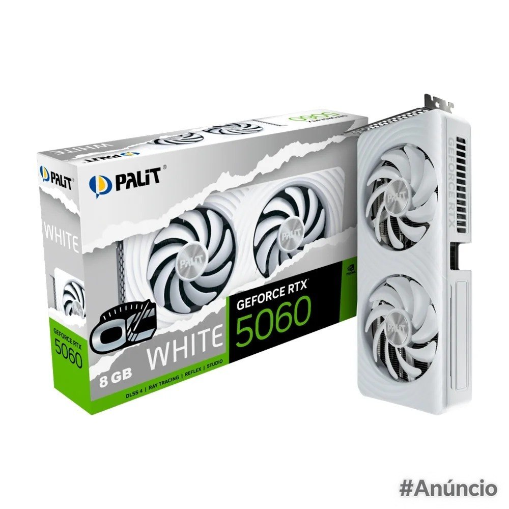Placa de Vídeo Palit GeForce RTX 5060 White OC 8GB