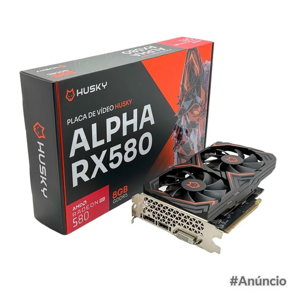 Placa de Vídeo Husky Alpha RX 580 AMD 8GB GDDR5