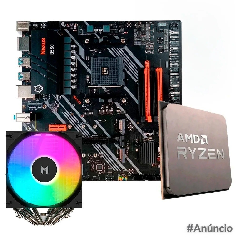Placa Mãe Husky Nexus B550 + Processador AMD Ryzen 7 5700X + Air Cooler Mach1 Wind