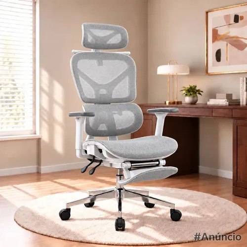 Cadeira de Escritório Presidente Sweet Studio Ergonômica Cinza