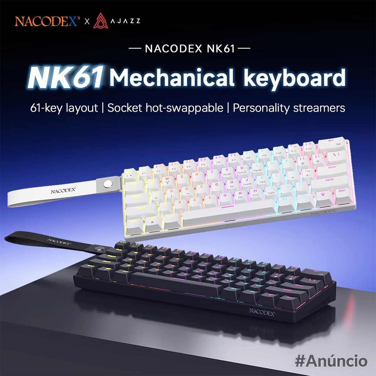 Teclado Mecânico Ajazz X Nacodex NK61 Switch Red