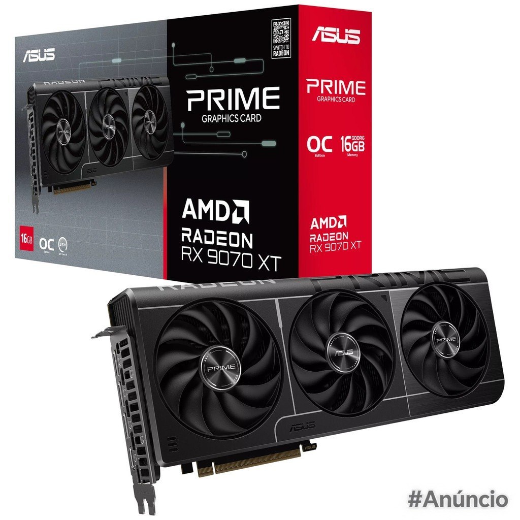 Placa de Vídeo ASUS Prime Radeon RX 9070 XT OC 16GB