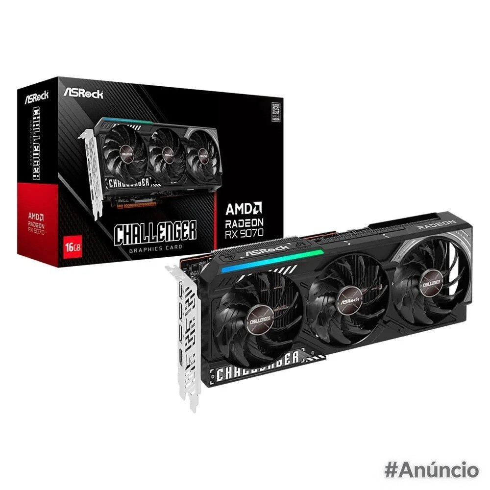 Placa de Vídeo ASRock AMD Radeon RX 9070 Challenger 16GB GDDR6