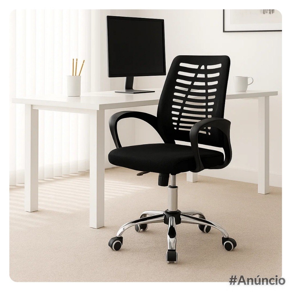 Cadeira Escritório Ergonômica Tela Mesh Preta