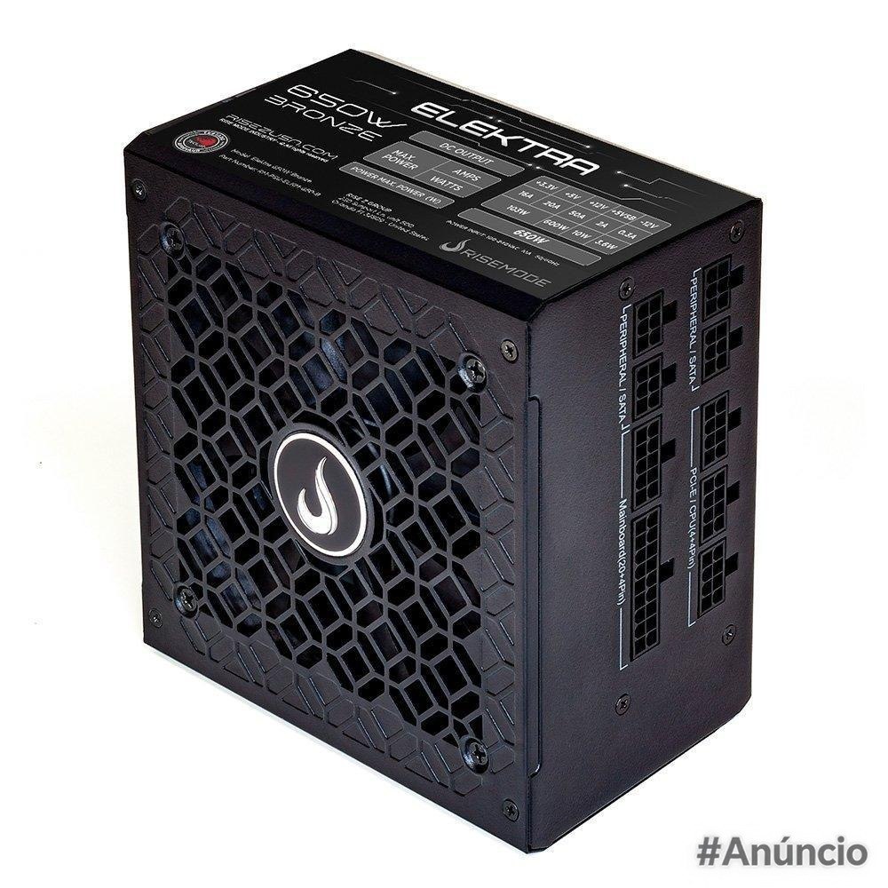 Fonte Gamer Rise Mode Elektra, 650W, Bronze, Full Modular, PFC Ativo, Preto - RM-PSU-ELKM-650-B