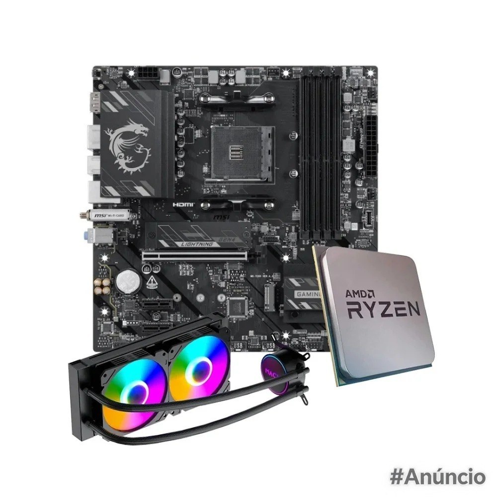 Placa Mae Msi B550M Gaming Plus Wifi6E Processador Amd Ryzen 7 5700X Water Cooler Mach1 Logic Rgb 240Mm