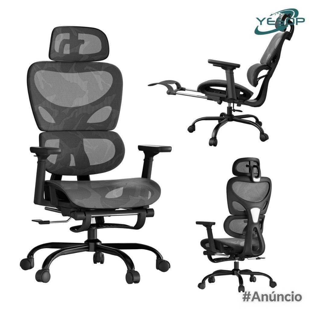 Cadeira Ergonômica YESOP com Apoio Lombar e de Pernas
