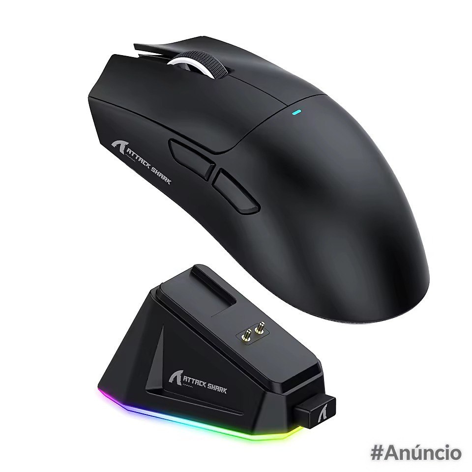 Mouse Gamer Attack Shark X11 Sem Fio RGB