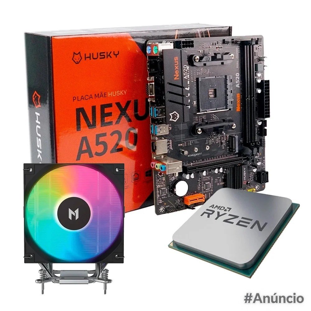 Placa-Mãe Husky Nexus A520 + Ryzen 5 5500F + Air Cooler
