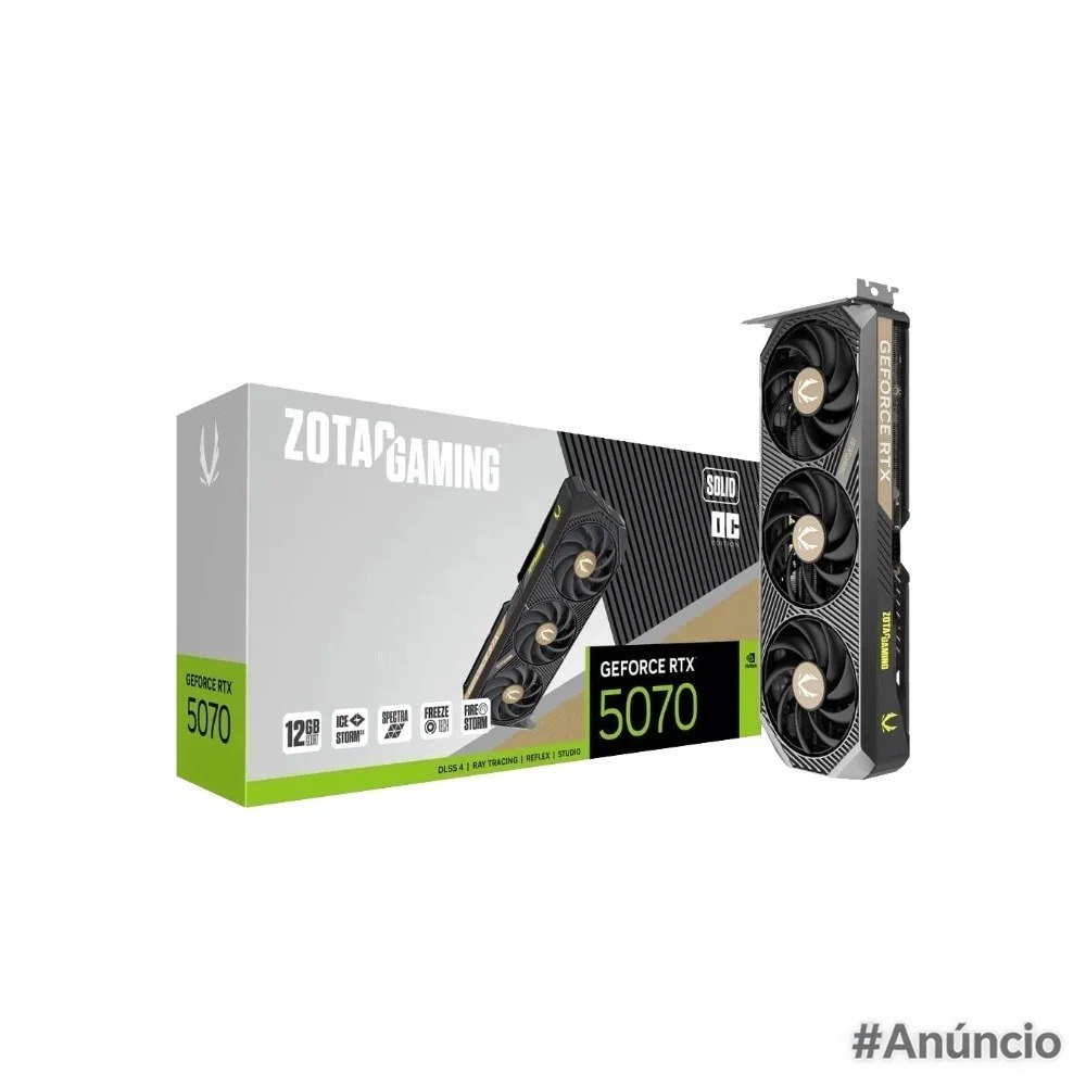 Placa de Vídeo Zotac RTX 5070 12GB Gaming Solid OC