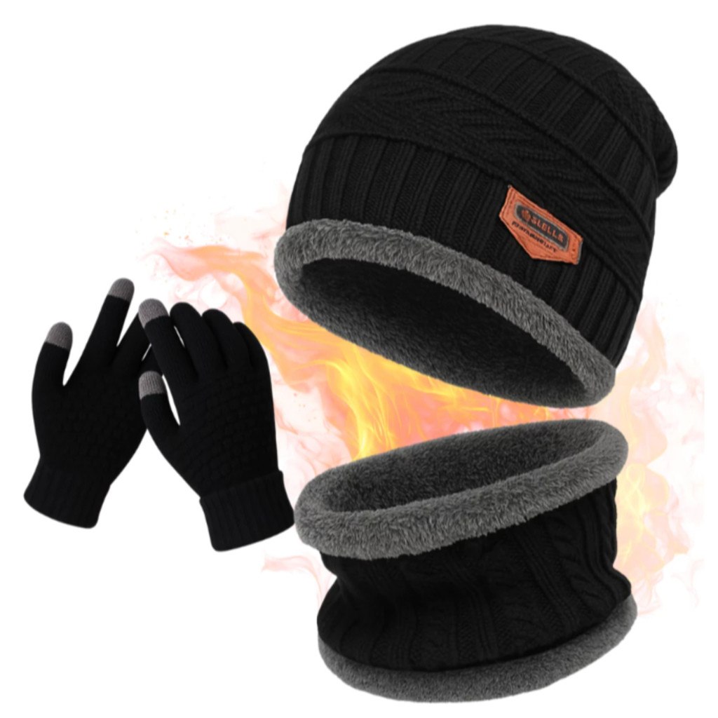 Kit Inverno Touca Gorro Luva Touch Cachecol