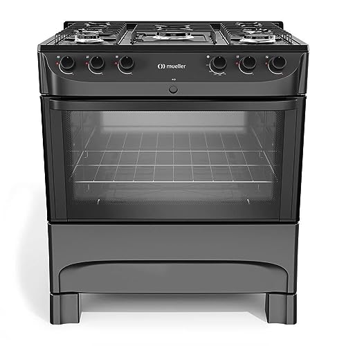 Fogão Mueller 5 bocas com mesa esmaltada na cor preto fosco, modelo MFI5BC bivolt