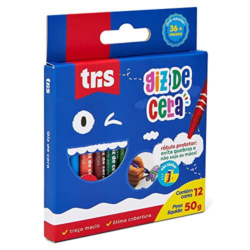 Giz de Cera Fino Tris 12 Cores