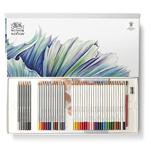 Conjunto de lápis coloridos Winsor & Newton em box organizador com diversas cores