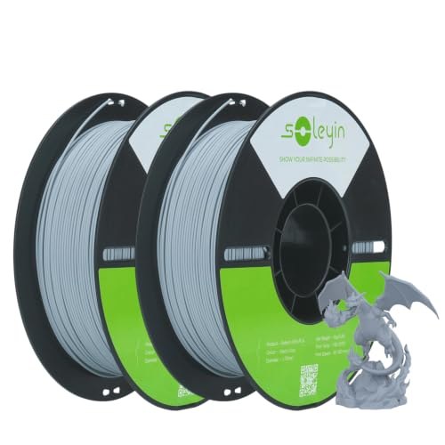Dois rolos de filamento Creality Soleyin Ultra PLA na cor cinza fosco, cada um com 1 kg, para impressoras 3D com diâmetro de 1,75 mm