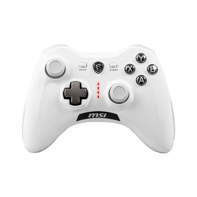 Controle Gamer MSI Force GC30 V2 na cor branca, com layout de botões padrão e conectividade USB 2.0