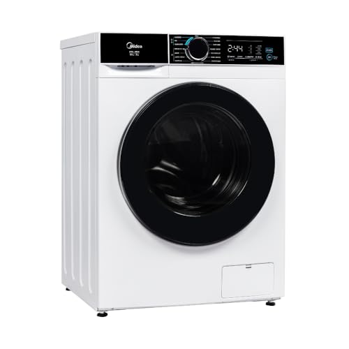 Lava e Seca Midea 11kg na cor branca, com painel de controle digital e porta frontal aberta, modelo MFA01D110B/WK-01