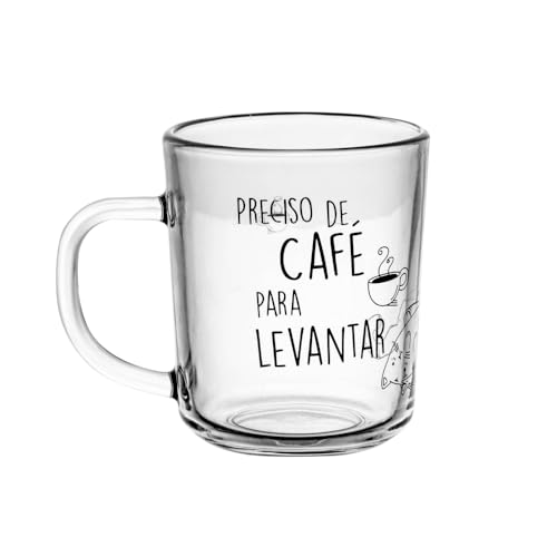 Conjunto 2 canecas de vidro para cafe 220ml com frase motivacional