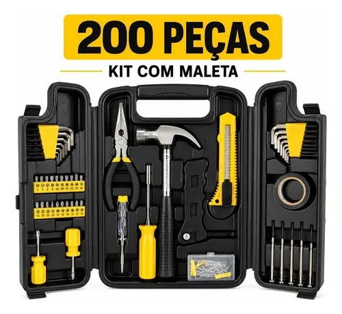 Kit 200 peças ferramentas com maleta
