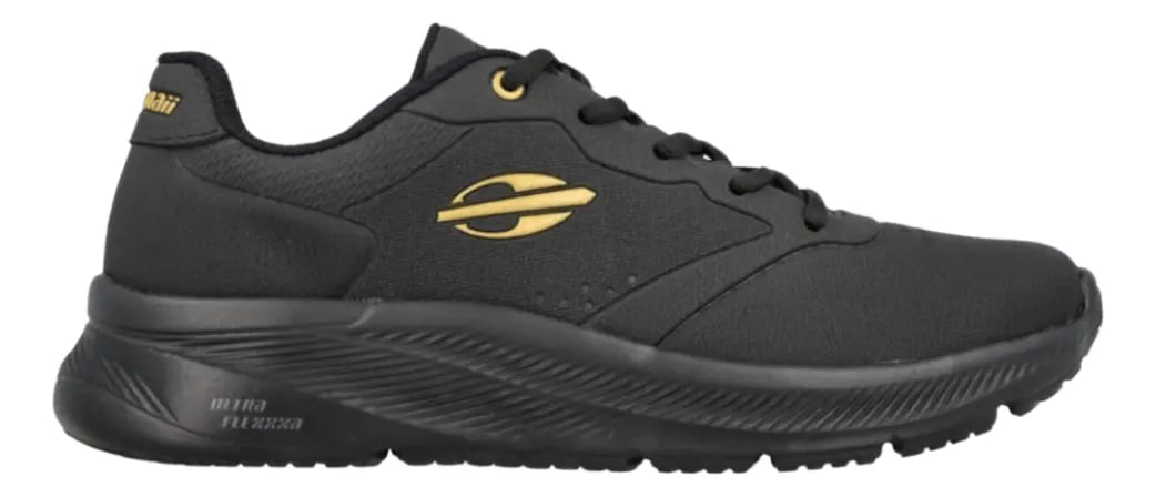 Tênis Mormaii Free Run Original Masculino na cor preta com detalhes em amarelo e logotipo da marca