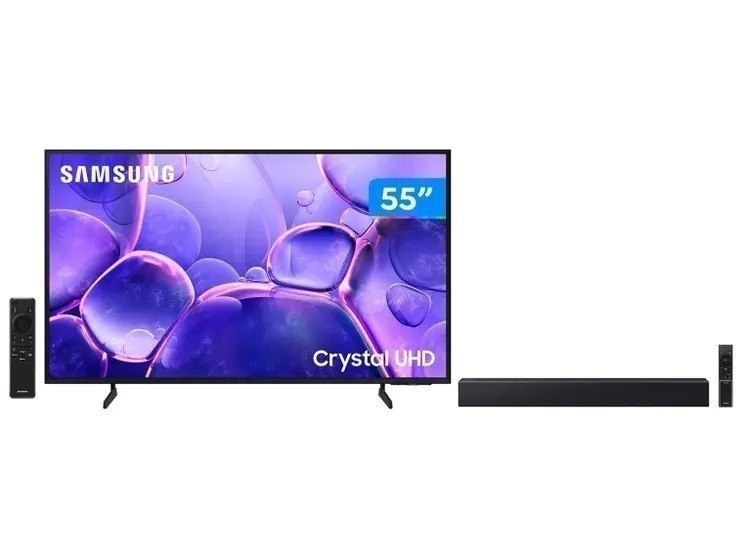 Smart TV 55" Samsung 4K UHD Crystal e Soundbar B-Series 40W