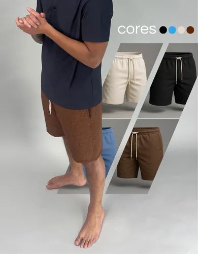 Shorts Linho Masculino Premium Bermuda Mauricinho Praia
