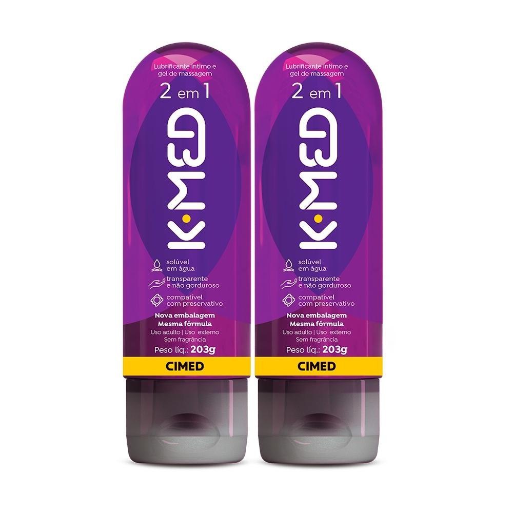 Kit c/ 2 unidades Gel Lubrificante Íntimo K-Med 2 em 1 200g