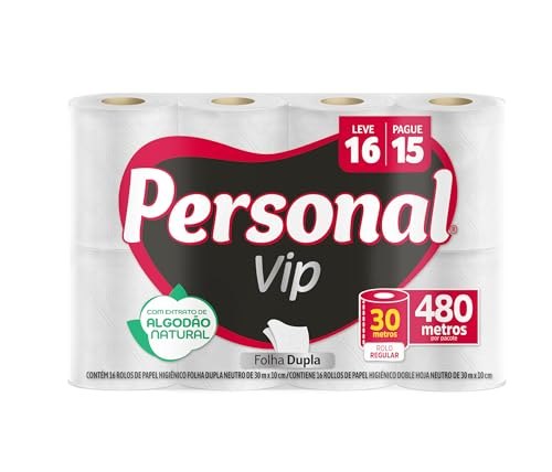 Papel Higiênico Personal Vip Folha Dupla 16 Unidades 30M Branco