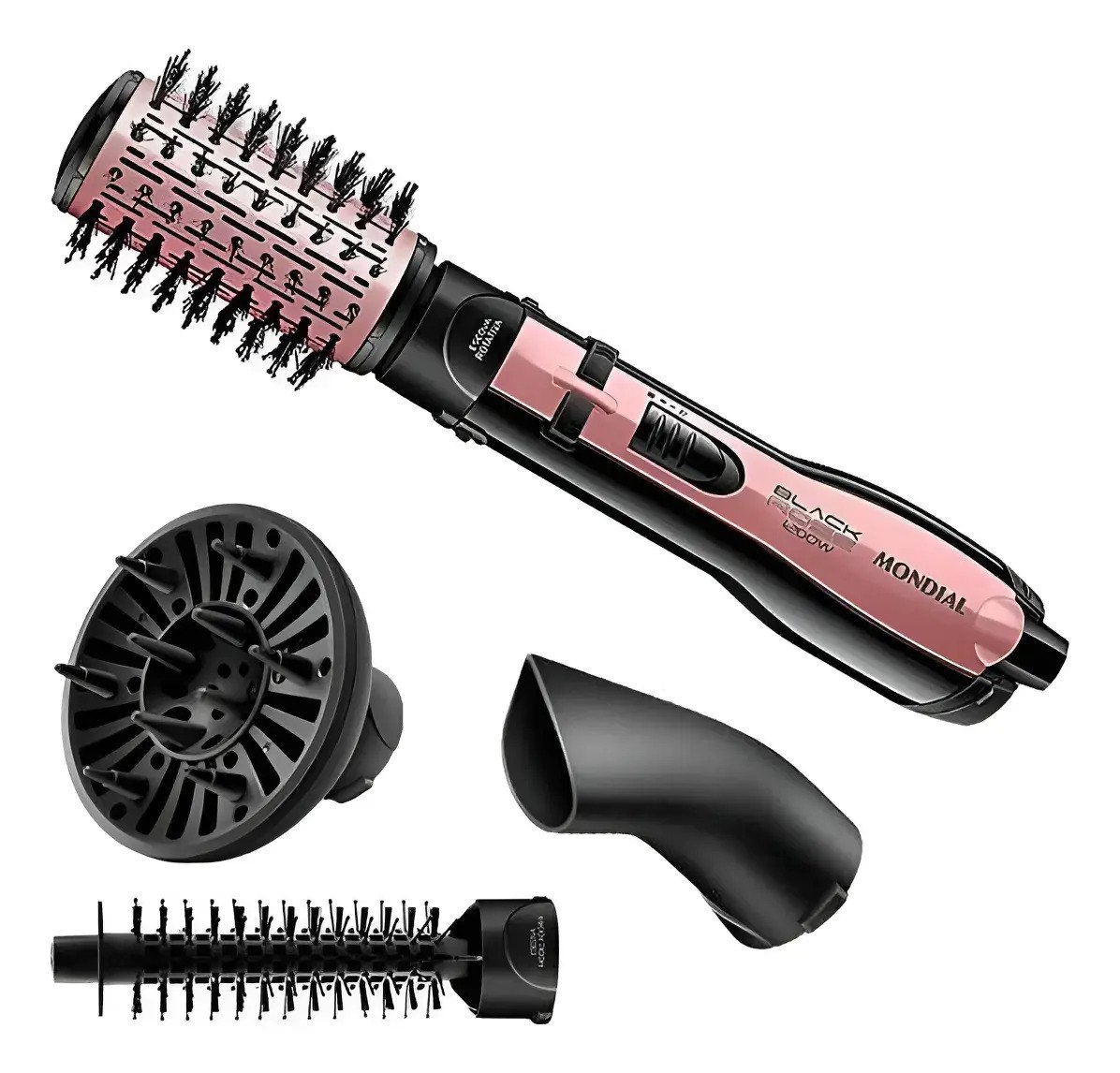 Escova Rotativa 1200w Er-10 Mondial Black Rose 110v Cerâmica + Tourmaline Íon