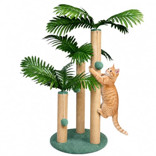 Arranhador para Gatos com 3 Postes de Sisal e Base Anti-Tombamento