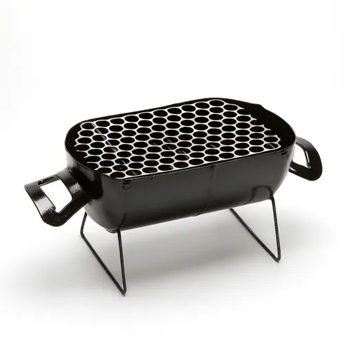 Churrasqueira Móvel a Carvão Portátil Aço Inox 22 cm