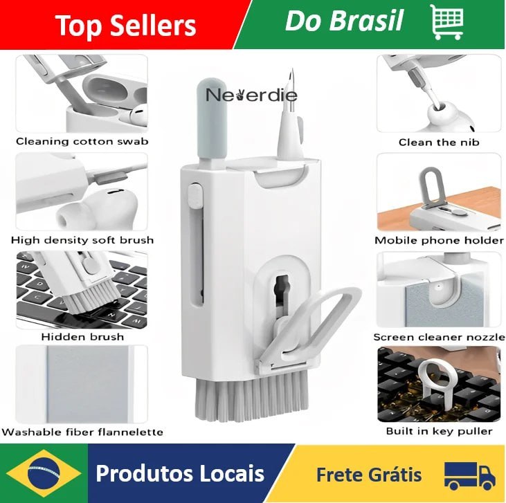 Kit Escova de Limpeza de Teclado 8 em 1 Portátil