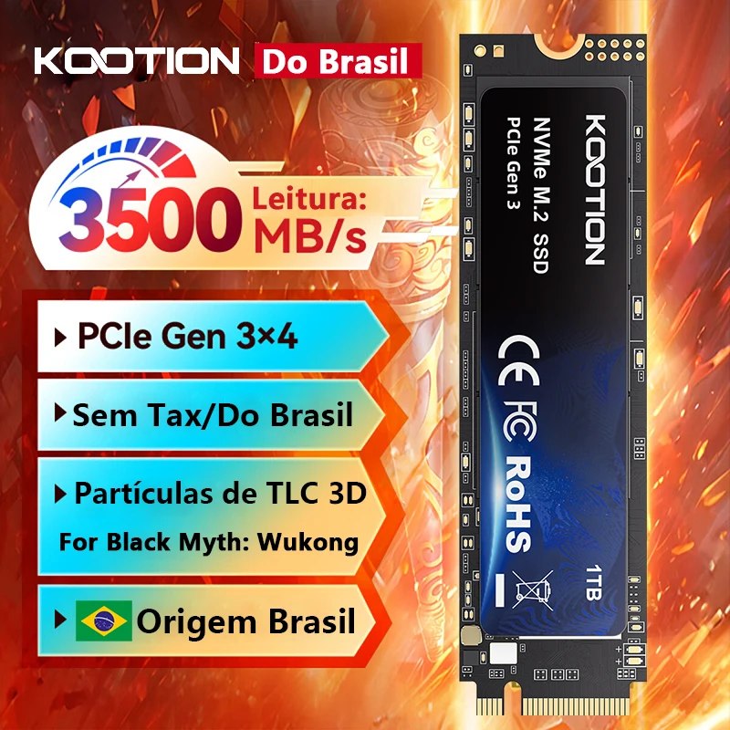 SSD NVME 512GB KOOTION M.2 Gen3 🇧🇷 SELECIONE ENVIO DO BRASIL