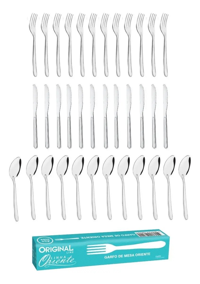 Jogo de Talheres Line Aço Inox 36 Peças Prateado