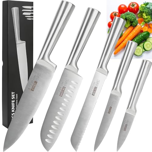 Jogo de 5 Facas Inox 4Cr13 para Cozinha