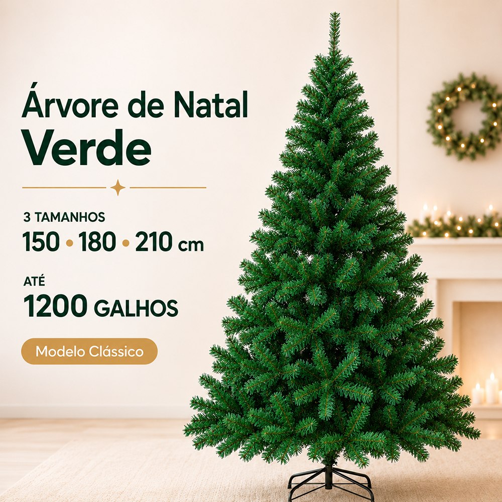 Árvore de Natal Pinheiro Verde 1,5m 450 Galhos