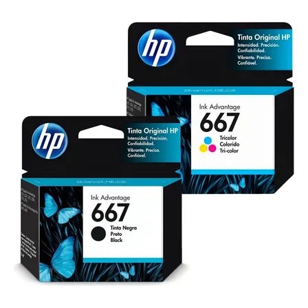 Kit Cartuchos HP 667 Ink Advantage e Colorido 4ml