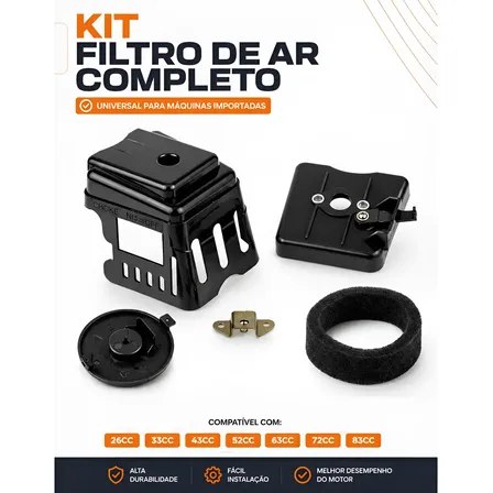 Filtro de Ar Completo Universal para Rocadeira 43/52/62cc