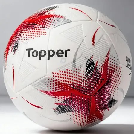 Bola de futebol Topper Slick Cup Performance Premium na cor branca com detalhes gráficos em vermelho e preto