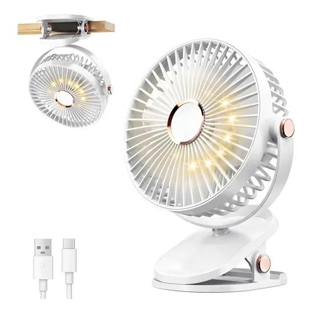 Ventilador Portatil Recarregavel 17 cm com Clip