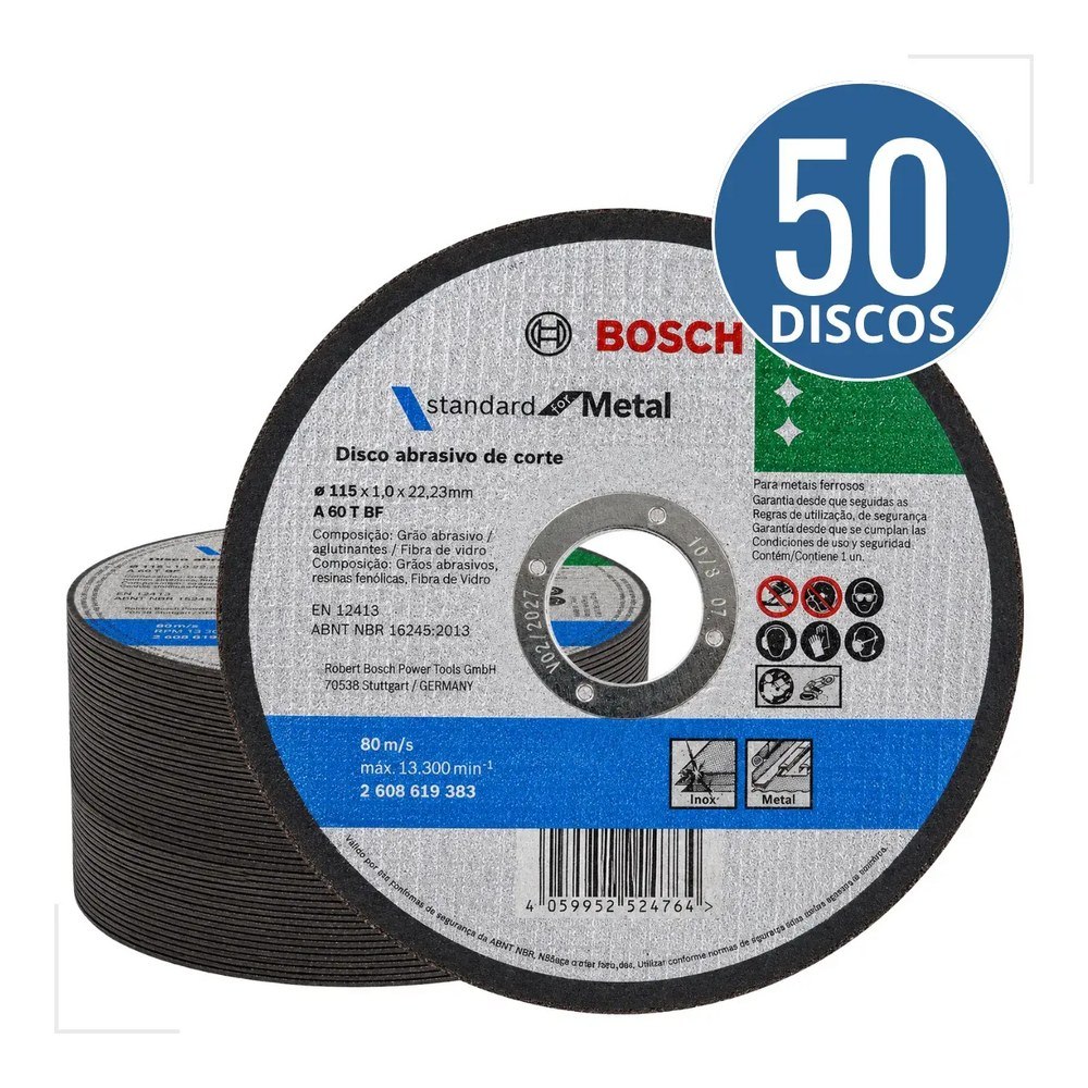 Pacote com 50 discos Bosch para não deixar faltar no seu projeto.