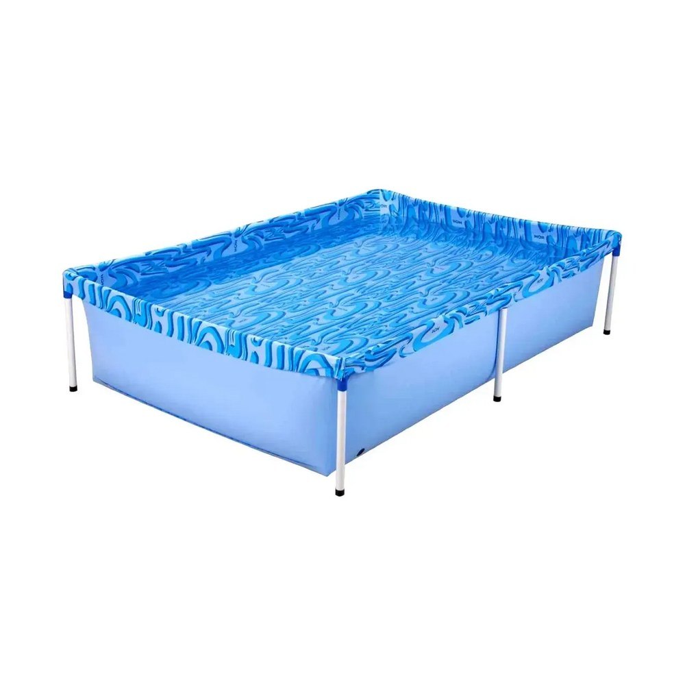 Piscina Estruturada Retangular Azul com Estampa de Ondas