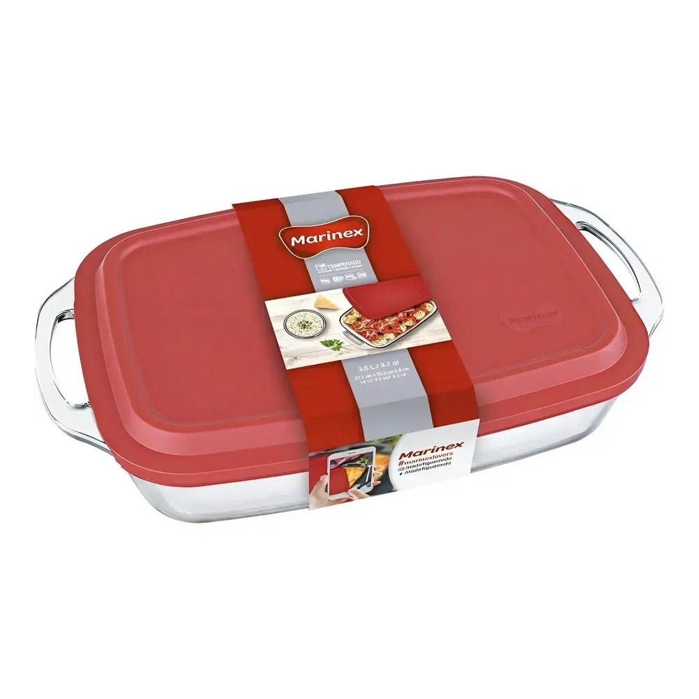 Assadeira Travessa Retangular Seletta Com Tampa 3,5l Marinex