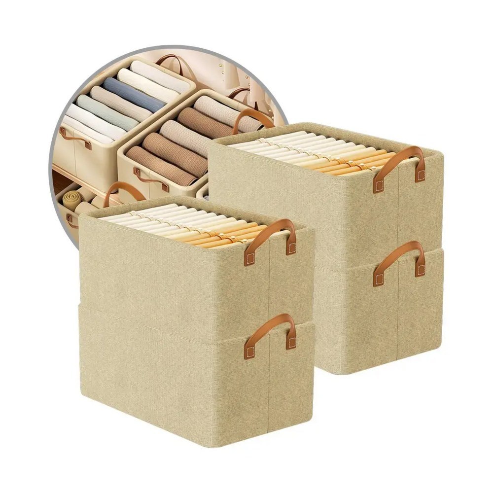 Kit 4 Cesto Caixa Organizadora Dobrável Guarda Roupa Grande