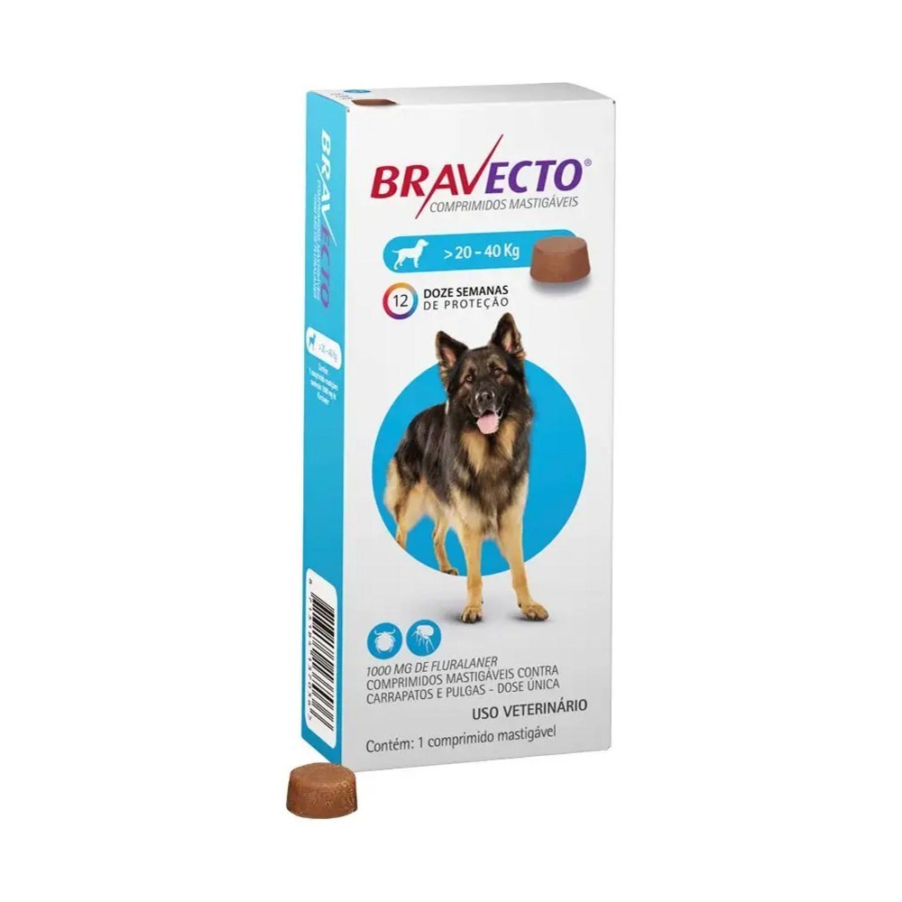 MSD Bravecto Azul-celeste Comprimidos Cachorro 20 kg a 40 kg