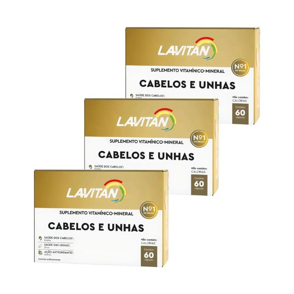 Suplemento em cápsula Cimed Alimentar polivitamínico mineral Lavitan Mais Hair Sem sabor 3 kits de 60 un